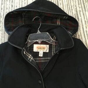 Talbots Petites Black Polyester Winter Jacket With Removeable Hood Size P